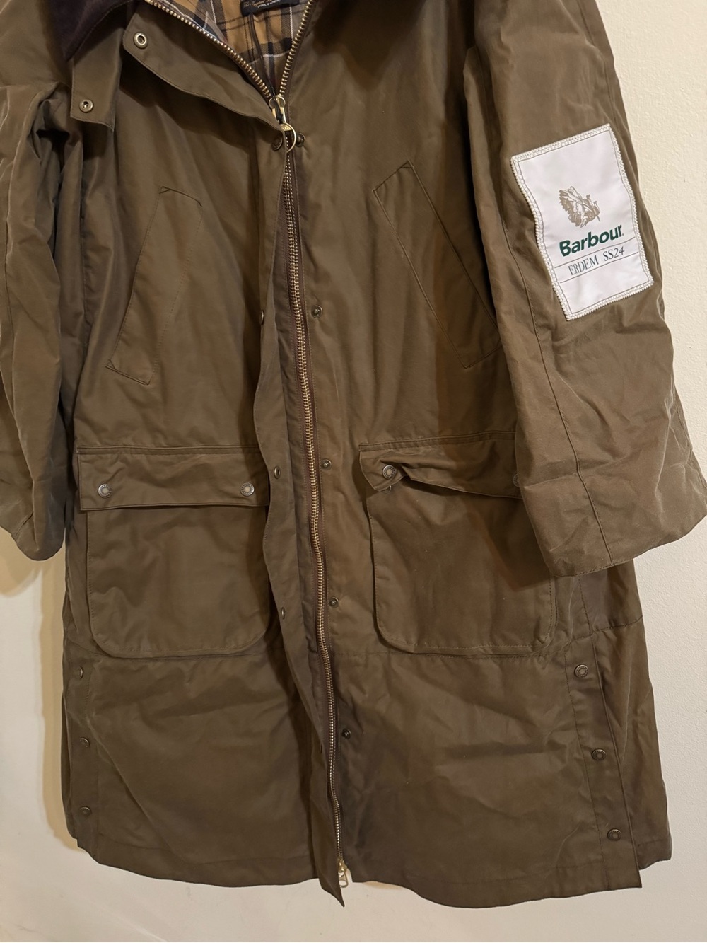 Barbour x Erdem Waxed Cotton Coat Tan Small - Picture 6 of 9